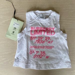 KIDS' BURBERRY ALDA LOGO GRAPHIC SWING
TANK IN WHITE